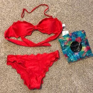 Red Bikini with scalloped edges